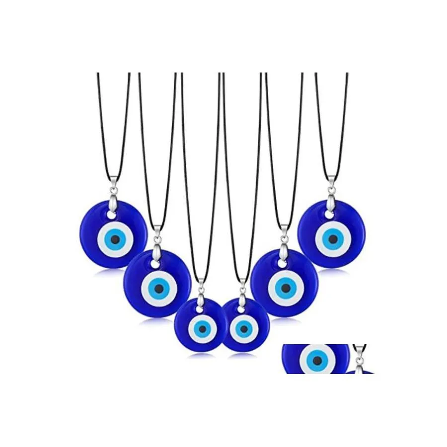 Pendant Necklaces Evil Eye Pendant Necklace Glass Leather Rope Chain Turkish Protect Lucky For Women Men Drop Delivery Jewelry Neckl Dheus