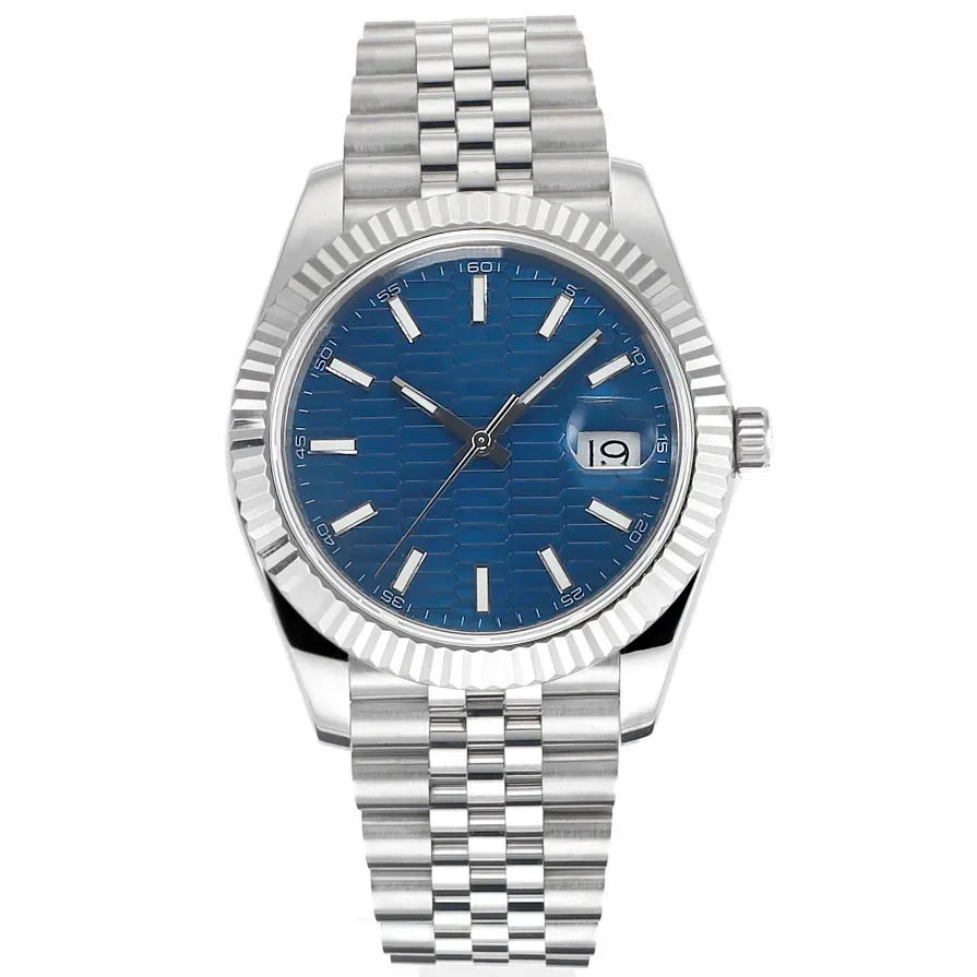 Montre Hommes Montres 41MM Mouvement Mécanique Automatique Hommes Mode Affaires Cadran Bleu Montre-Bracelet Bracelet En Acier Inoxydable Montre De Luxe Pour Dames Fille