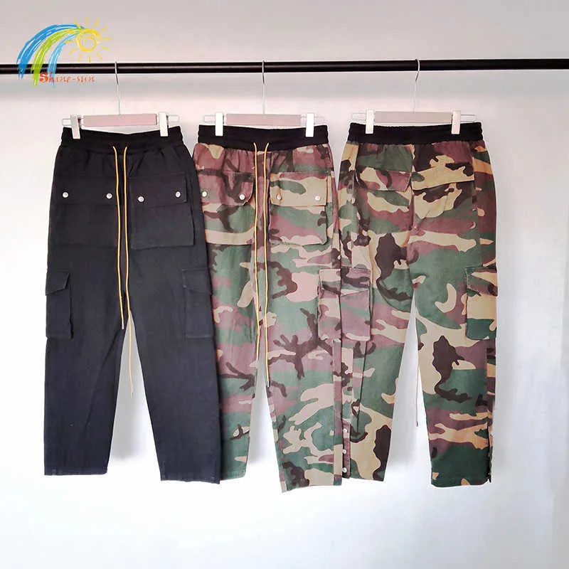 Calças masculinas High Street Camuflage Cargo Pants Homens Mulheres 1 1 Melhor qualidade Melhor qualidade Macsões Macsões BreASTED TRUSTERS T2221205