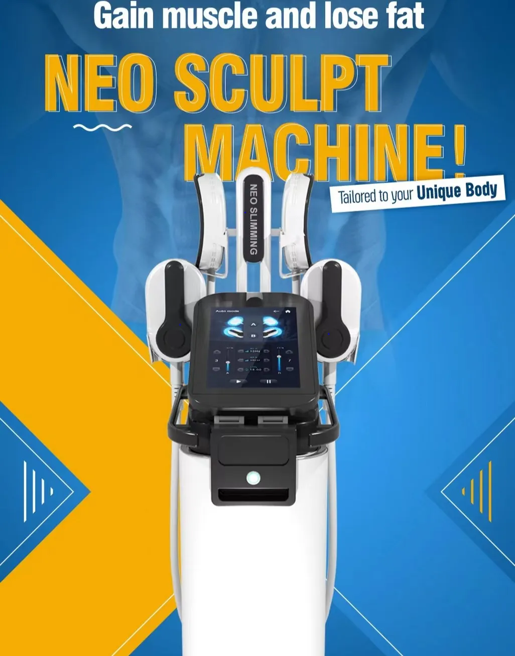 Nya ankomst hi-emt emslim neo maskin ems muskel skulptur 4 handtag med rf byggnad muskelstimulator bantning kroppsformning konturering 13 tesla fettf￶rbr￤nning enhet