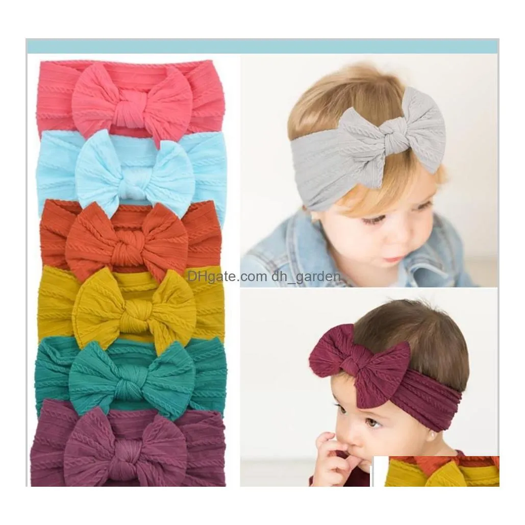 Headbands Girls Headband Baby Bowknot Turban Girl Solid Soft Headwraps Kids Boutique Princess Nylon Fashion Po Hair Accessories 61Mn Otwaq