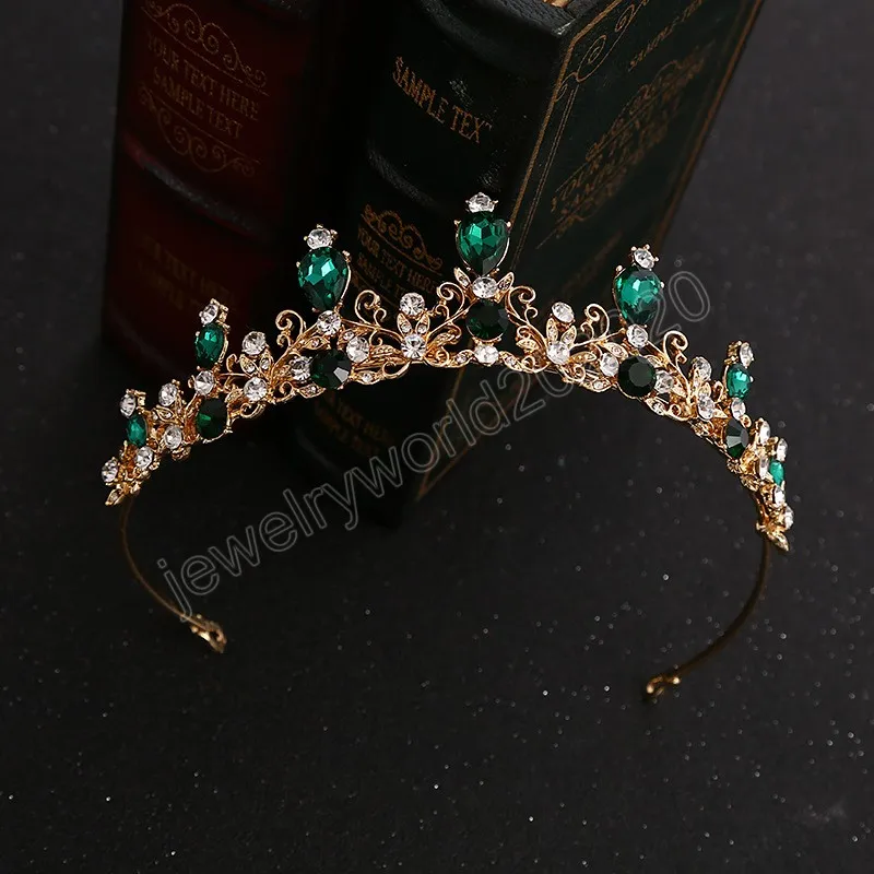 Vintage brud br￶llop tiaras strass kristall krona h￥r tillbeh￶r guld silver f￤rg prinsessor huvudstycke