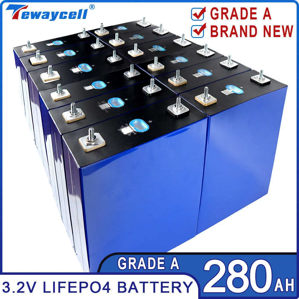 280Ah 16PCS Lifepo4 Batteria ricaricabile 3.2V Grado A Teway Litio Ferro Fosfato Prismatico Nuove celle solari EU US TAX FREE