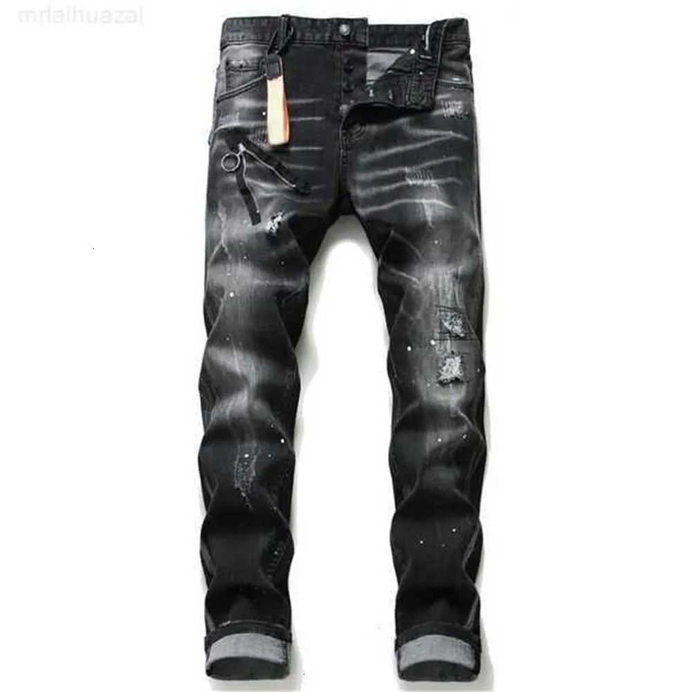 M￤ns jeans Mens Designer Estruerad Ripped Biker Slim Fit Motorcykelcyklister Denim f￶r m￤n S Fashion Mans Black Pants Pour Hommespuzr