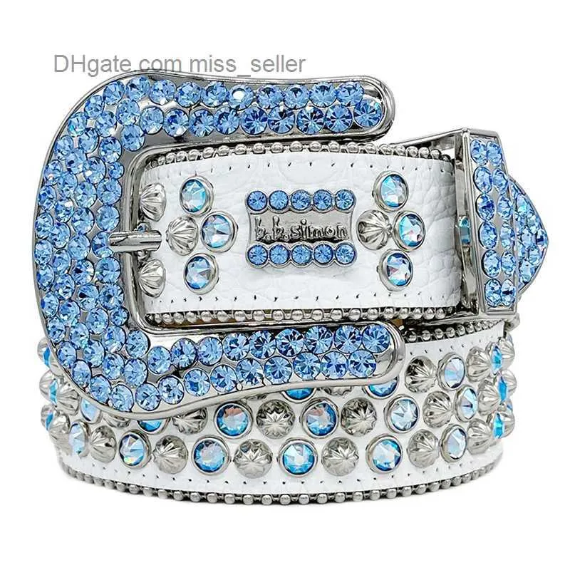 Designer Bb Simon Riemen voor Mannen Vrouwen Glanzende diamanten riem Zwart op Zwart Blauw wit veelkleurig met bling strass steentjes als cadeau miss seller