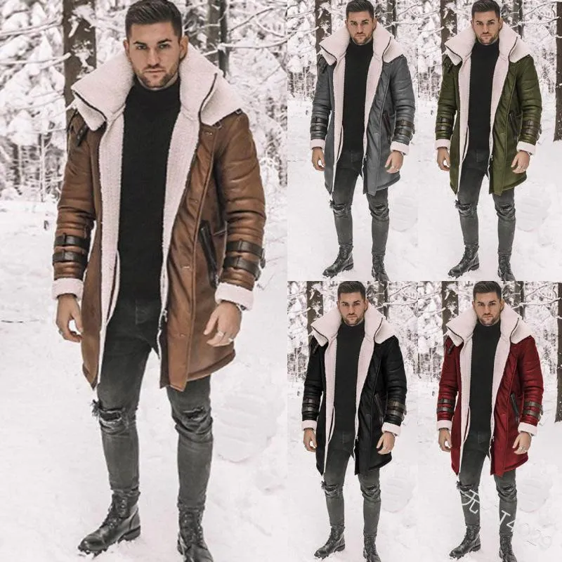 Cappotto da uomo in piumino 2022 in pelliccia da uomo nero in pelle scamosciata di lana spessa cinque