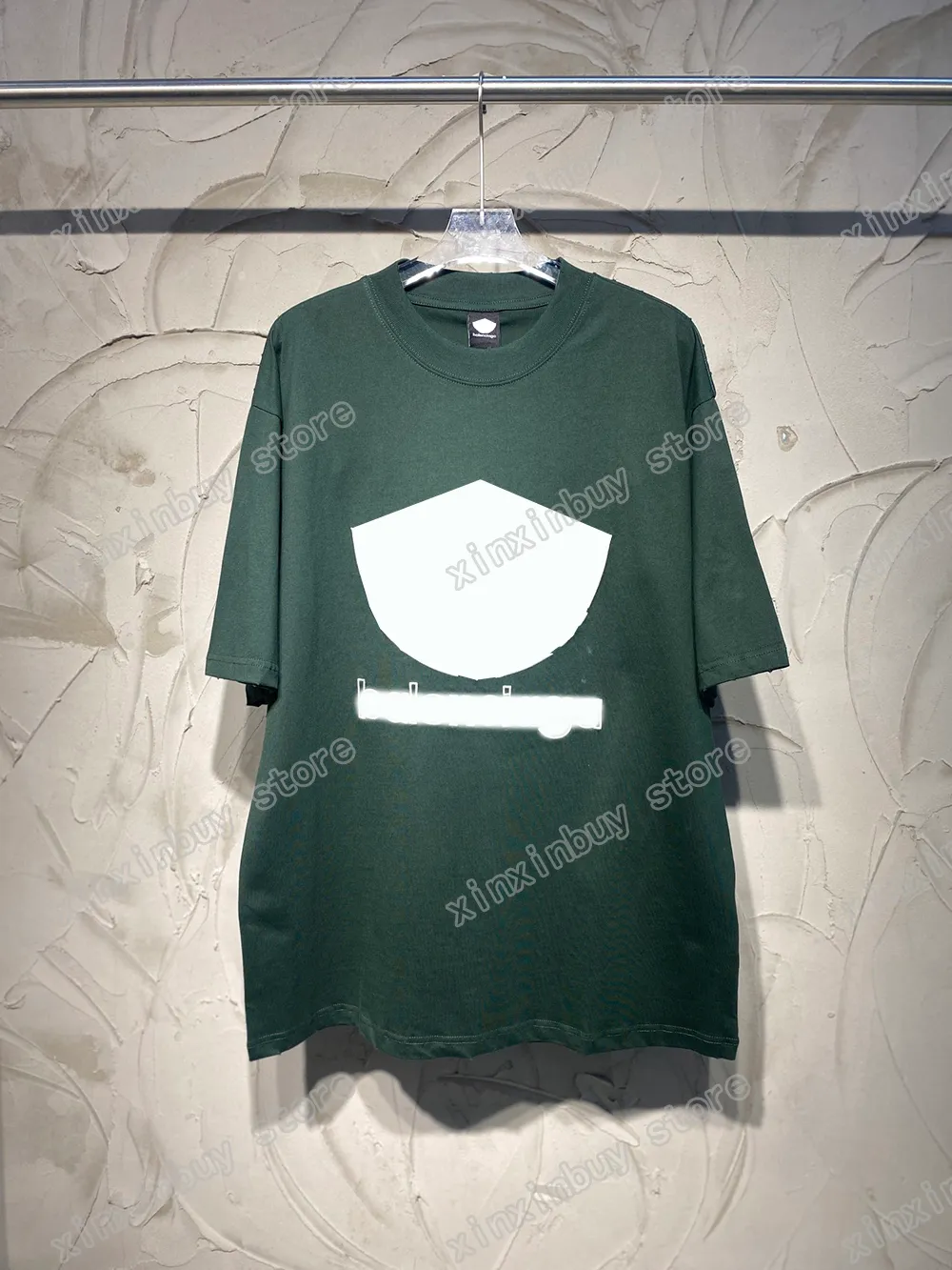 Xinxinbuy Men Designer Tee Tシャツパリスプリングレター刺繍半袖コットン女性グリーンホワイトブラックグレーXS-2xl