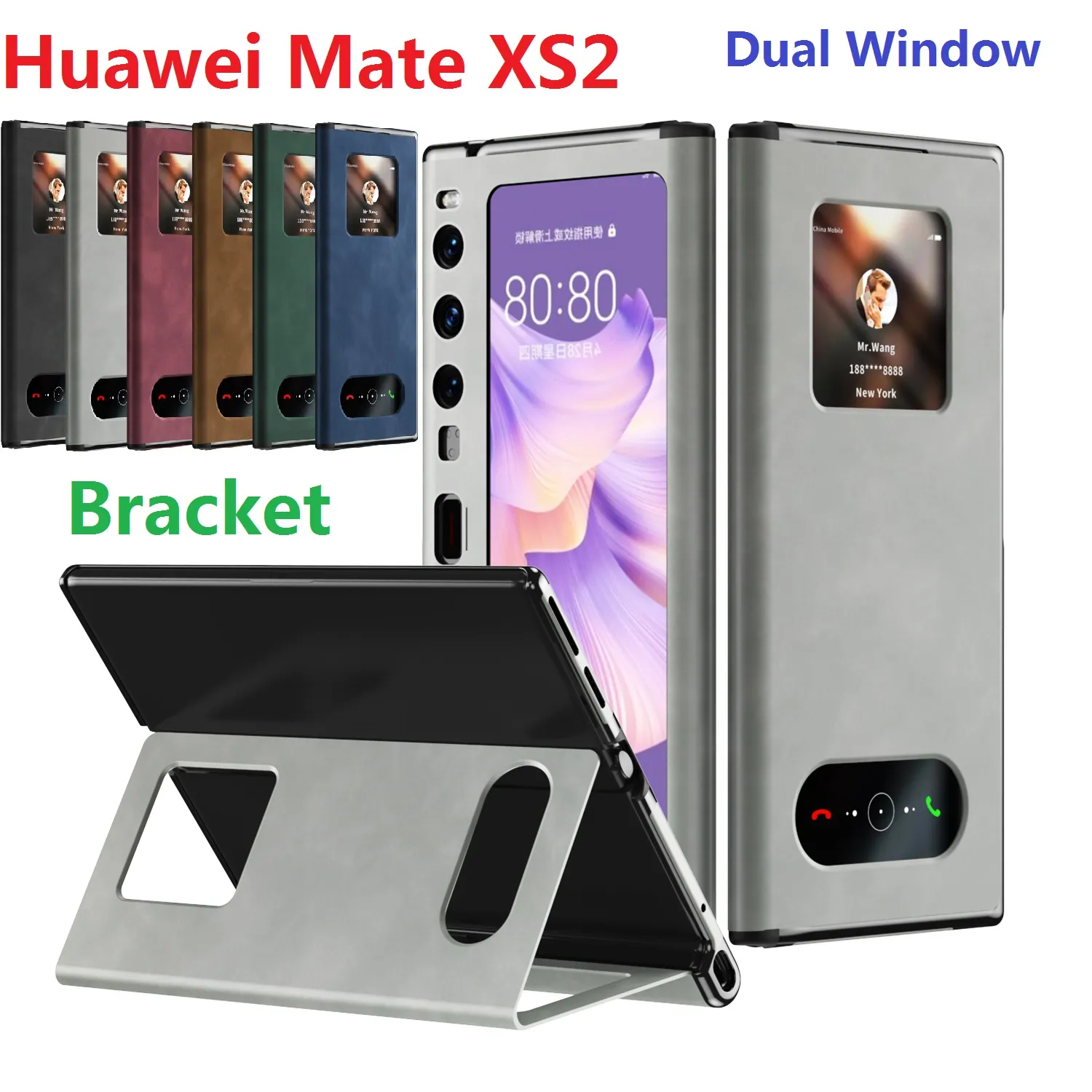 Magnetic Flip Book Cases For Huawei Mate Xs 2 Xs2 Case Dual Window View Leather Stand Protection Cover