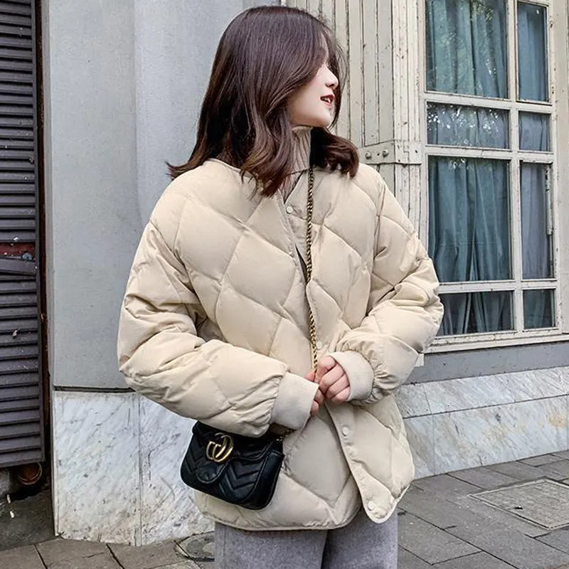 Women's Down Parkas Lingge Cotton Coat Women Niche Light Thin Down Women's Short Style Winter Bread Jacket 221205