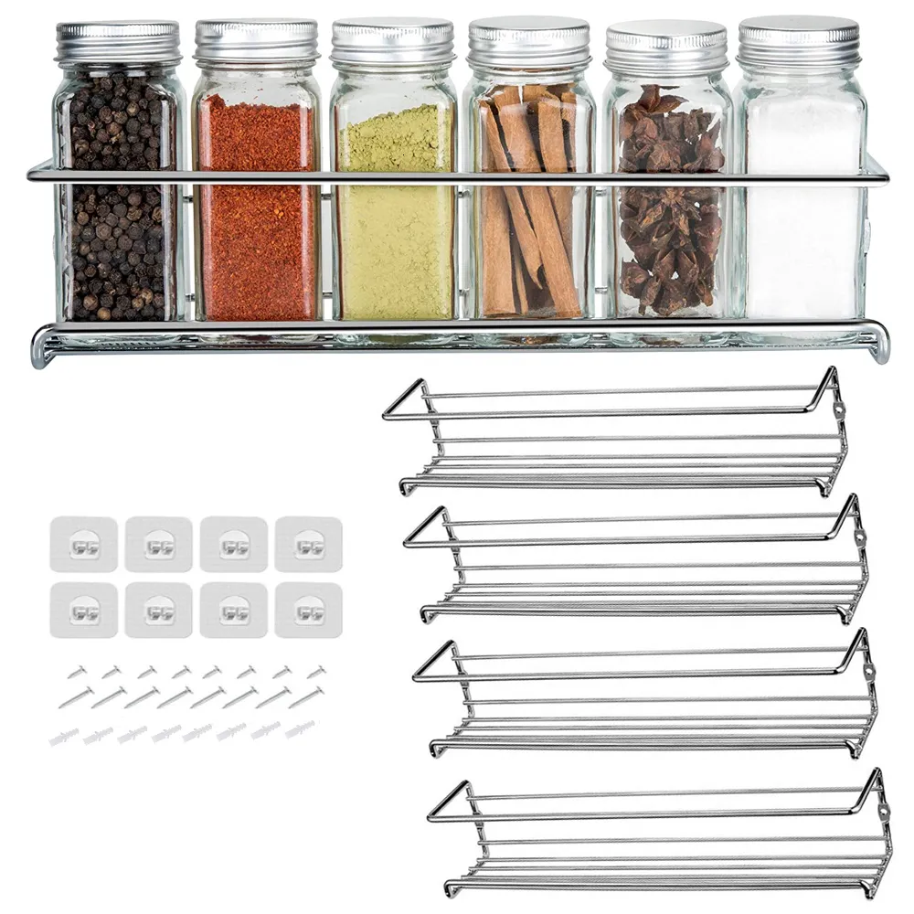 Annan kök Storage Organization 4/2st Pack Organizer Wall Mount Spice Rack Single Tier Hanging Shelf Rack för att lagra burkar artiklar 221205