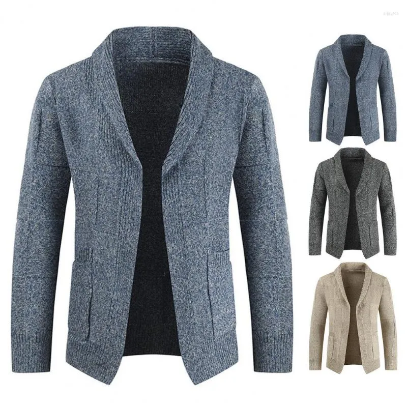 Maglioni da uomo Maglione invernale Cappotto Tinta unita Colletto rovesciato Cardigan da uomo Giacca lavorata a maglia anti-pilling per l'uso quotidiano