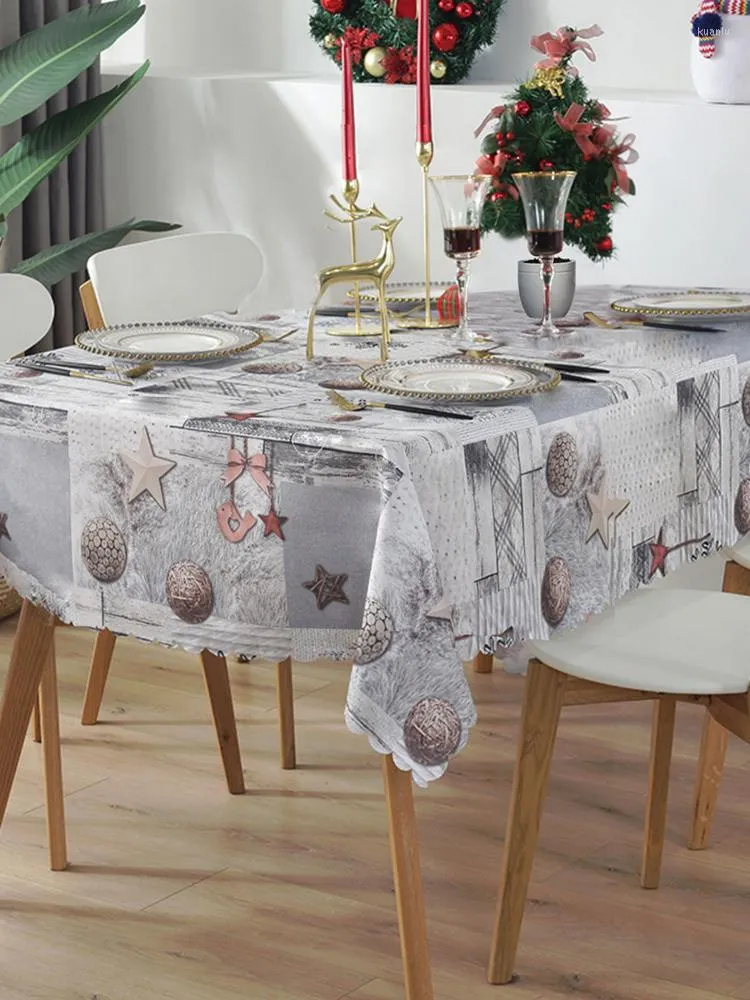 Christmas Decorations Tablecloths Table Cover Oxford Water Resistant Party Cloth For Xmas Holiday Winter Home Decor