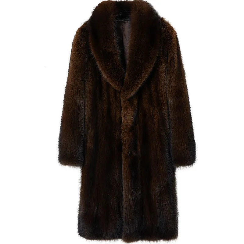 Men's Down Parkas Men S Down Parkas Mink Mink Mink Longueur entièrement automne et hiver grande taille plus épaississement en velours Imitation Ratcoon fourrure Vêtements pour hommes