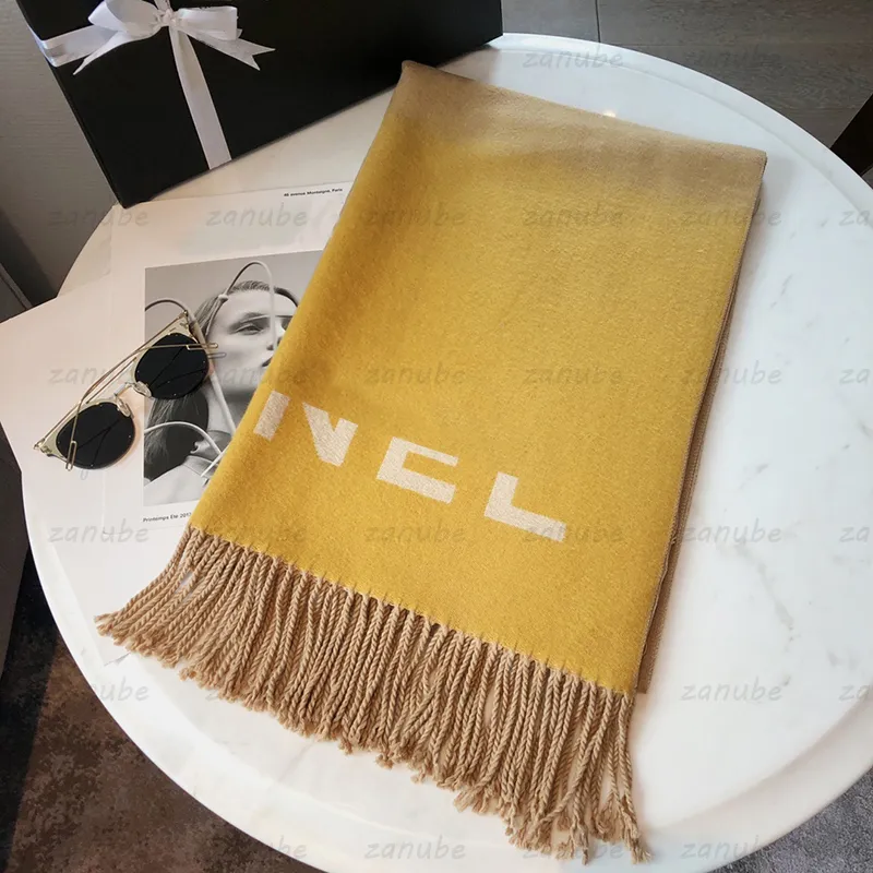 Fashion Gradient Silk Scarfs Designer Scarf For Women Luxury Brand Letters Furry Cotton Warm Shawl Beard Wrap Mens 180x65cm 6 Färger 2022