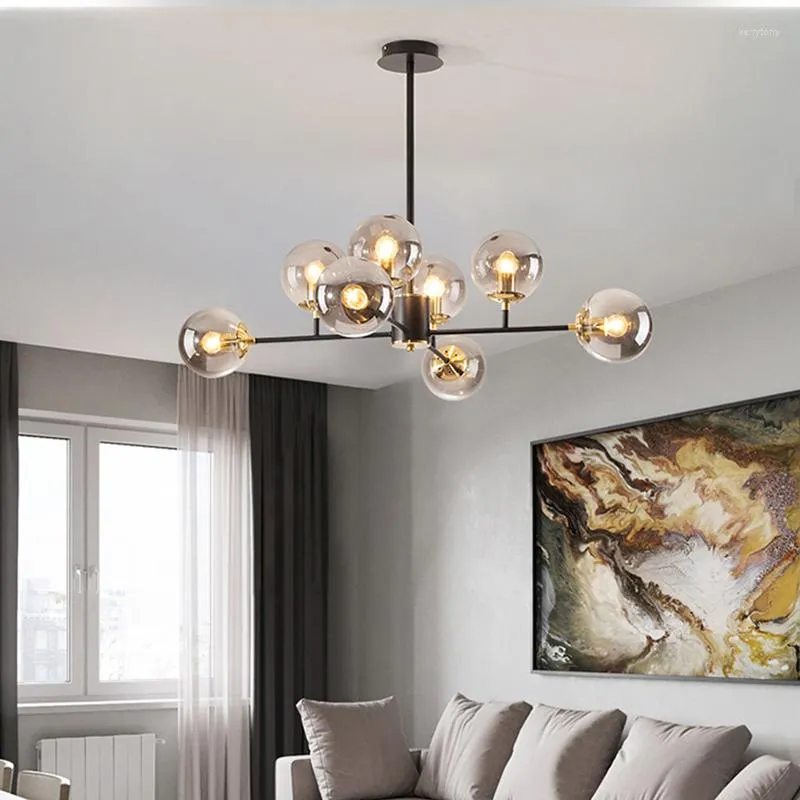 Chandeliers Modern Glass LED Chandelier Lighting Nordic Living Room Dining Kitchen Ball Ceiling Hanging Light Home Lamp Fixtures