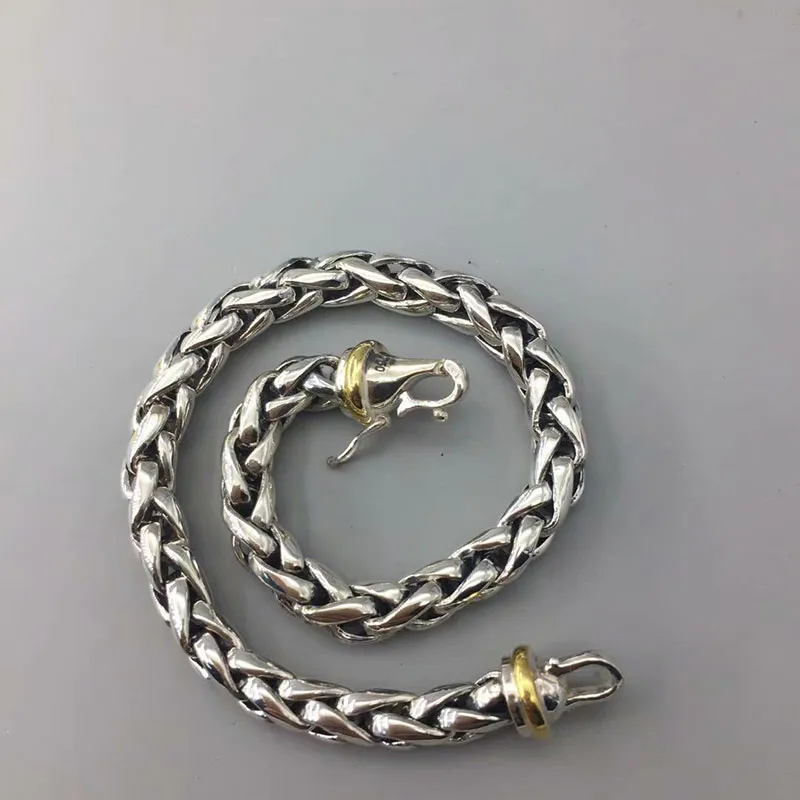Vintage Design 925 Sterling Silver Chain Bracelets for Women Fine Jewelry 6mm Wheat Bracelet 8 inches Birthday Gift