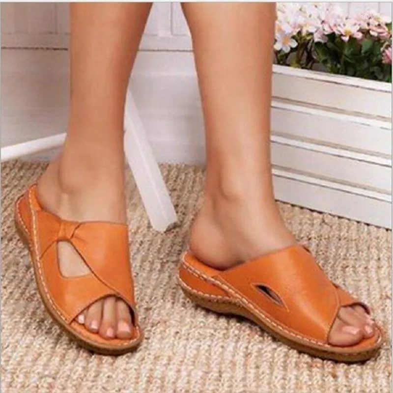 Chaussures habillées femmes sandales été 2022 mode bout ouvert pantoufles plat compensé taille 43 confort décontracté