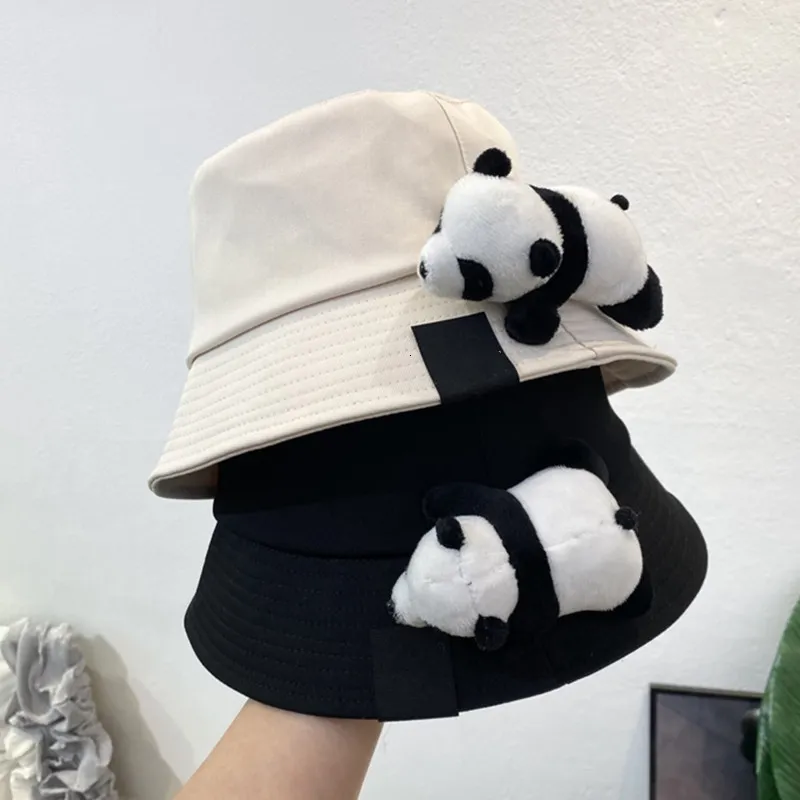 Chapéus de aba larga balde fofo panda feminina girl bonnets fisherman tampa de férias peças de reposição 5658cm Circonferência da cabeça 221205