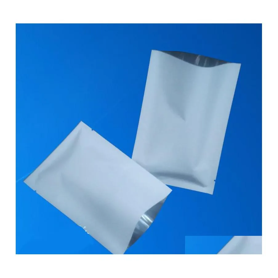 Sacs de stockage Variété de tailles Papier d'aluminium blanc Sacs d'emballage thermoscellables à dessus ouvert sous vide Snack Noix Mylar Pochette scellée de qualité alimentaire Dhijb