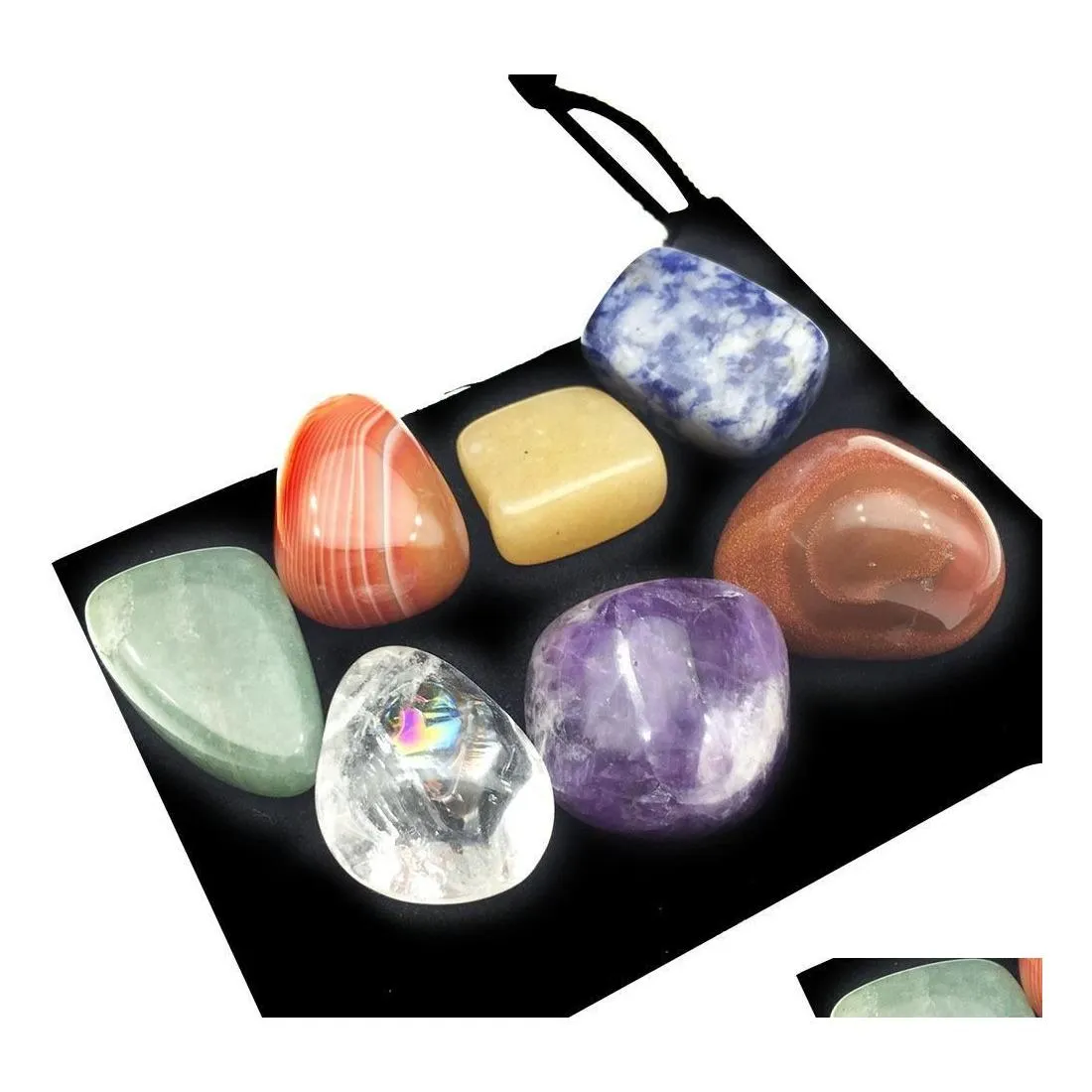 Stone Stone Irregar Seven Chakra Energy Combination Set Natural Healing Crystal Gemstone Ornaments Decoration Gifts Bag For Children Otjin