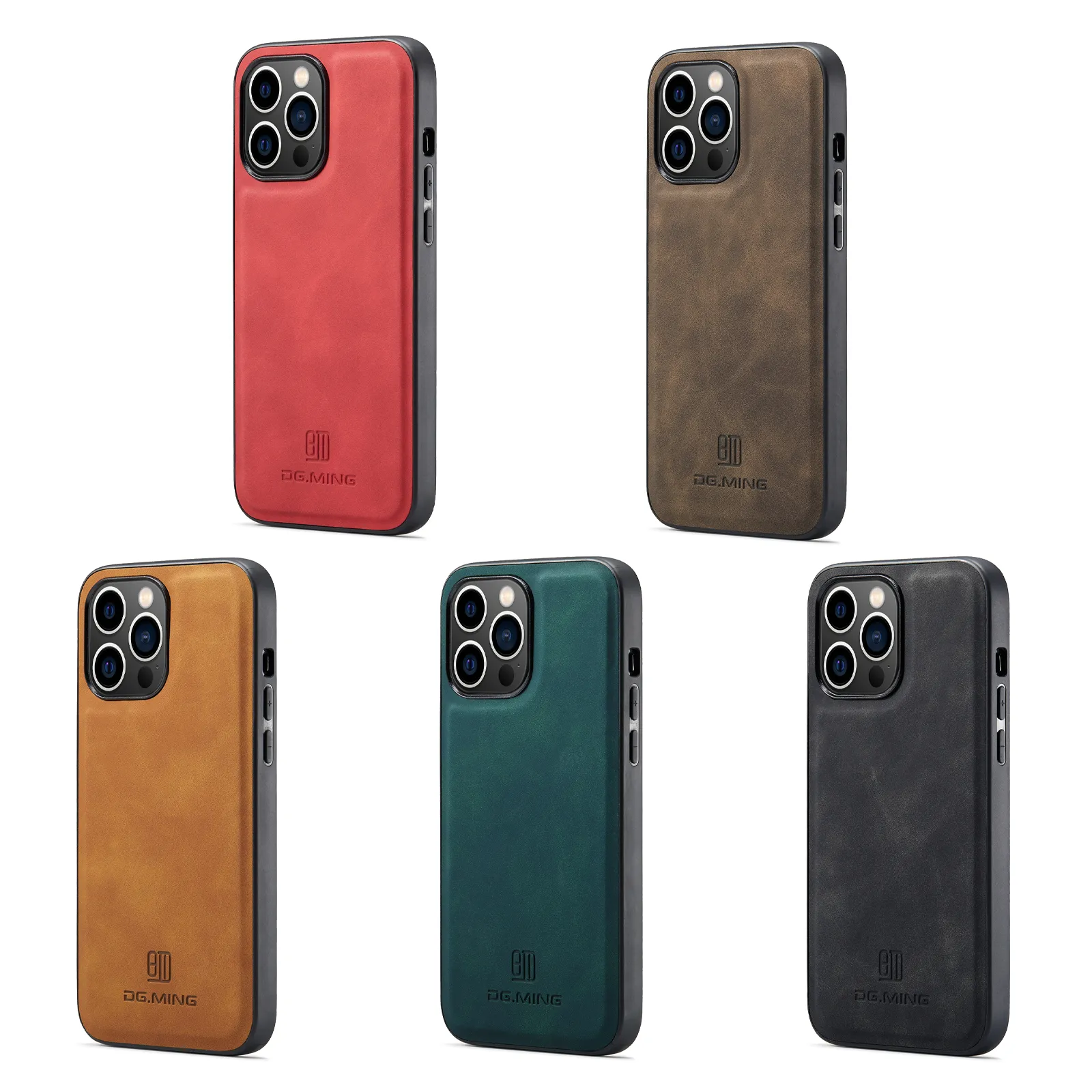 Sockt￤t telefonfodral f￶r iPhone 14 13 12 11 Pro Max XR XS X 7 8 Plus Pure Color Pu Leather Magnetic Protective Case