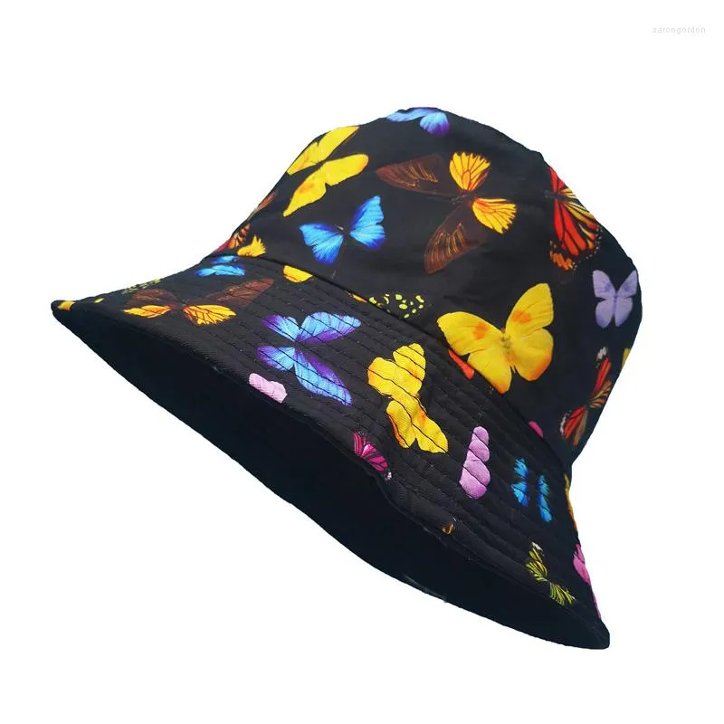 Beretten Fashion Butterfly Patroon emmer hoed mannen en vrouwen katoen buitenvisser strand vissen trip meisje boy xu117