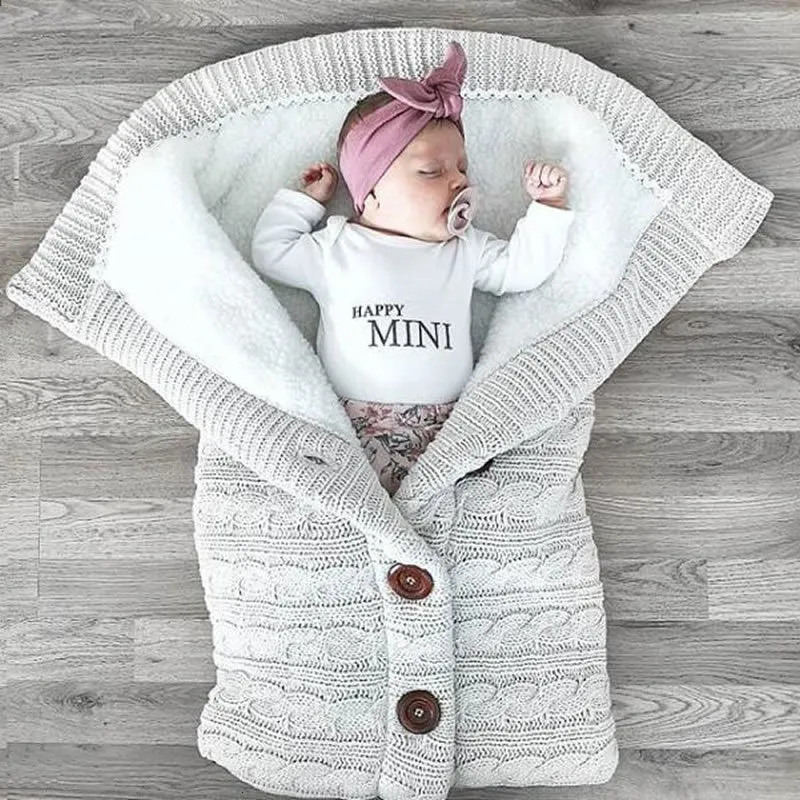 Sacos de dormir Baby Inverno Bolsa de malha grossa IMITAÇÃO Infantil Cashmere Liner Sleeps Macks Born Swaddle Wrap Creathler Blain 221205