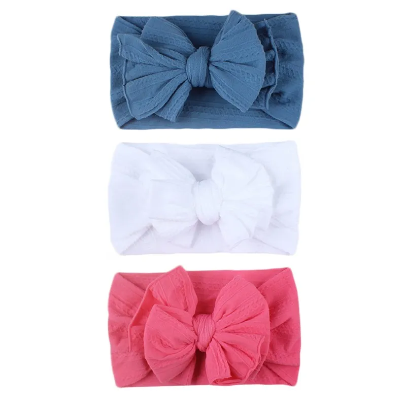 Infant Comfortable Soft Elastic Nylon Headband Solid Color Striped Bowknot Baby Hairband Kids Hair Accessories