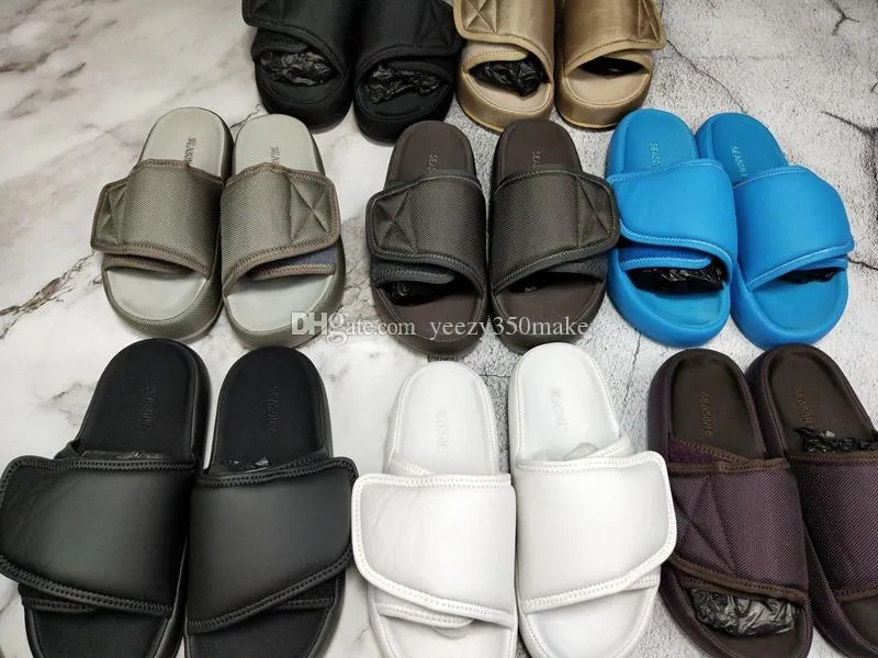 säsong 7 säsong-6 Sandaler Designer tjocksulade Tofflor Skor Reva tofflor OG Summer Beach Inomhus Flat Flip Flops sandal NYLON SLIDES med Box Mockasiner