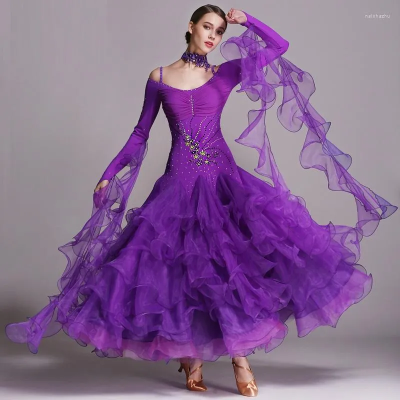 Сценическая ношение 8color изысканный роскошный фламенко бальные танцевальные платья Стандартные танце