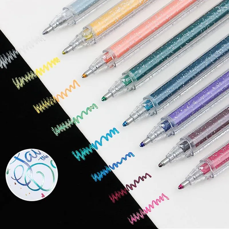 Colors Metallic Gel Pen Colored Ink Diy Drawing Watercolor Art Marker For Stationery School Supplies
