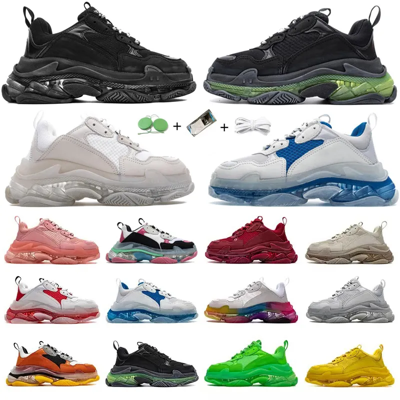 Hommes Femmes Chaussures de course Triple S Dad Casual Chaussures Sneaker Clear Bubble Bottom Noir Rouge Rose Vert Jaune Gris Multi Couleur Vieux Hommes Grand-père Entraîneur Sport Baskets 36-45