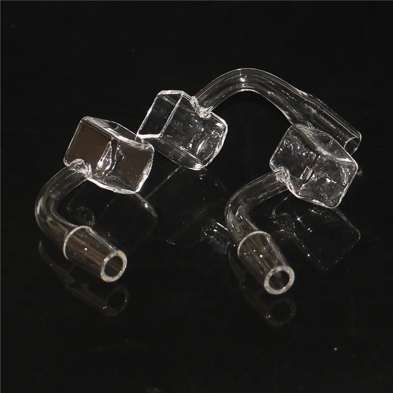 Narguilés 10mm 14mm Mâle Clair Joint Carré Cube Poche Quartz Nail Banger 90ﾰ Épais Clair Domeless Bangers Pour Verre Bong Dab Rigs