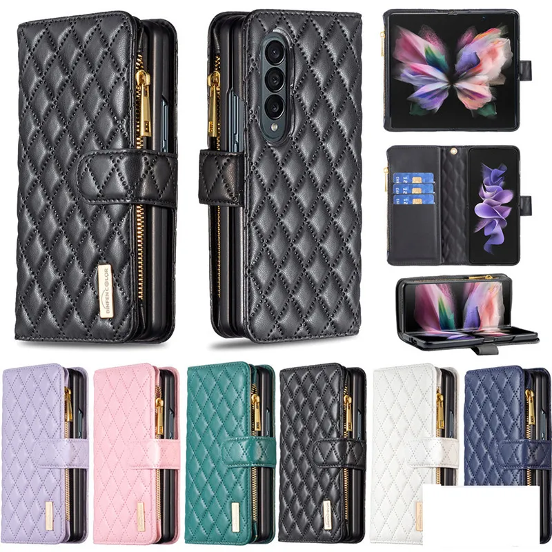 Étuis de téléphone en cuir PU anti-choc portefeuille couverture arrière fentes pour cartes pochette protecteur pour Samsung Galaxy Z Fold 3 4