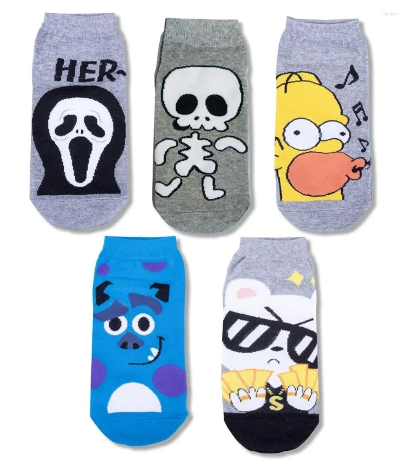 Herren Socken Männer Cartoon-Muster Knöchel Neuheit Sox Japanische Anime Geister Baumwolle Boot Lustige Frauen Kurze Socke