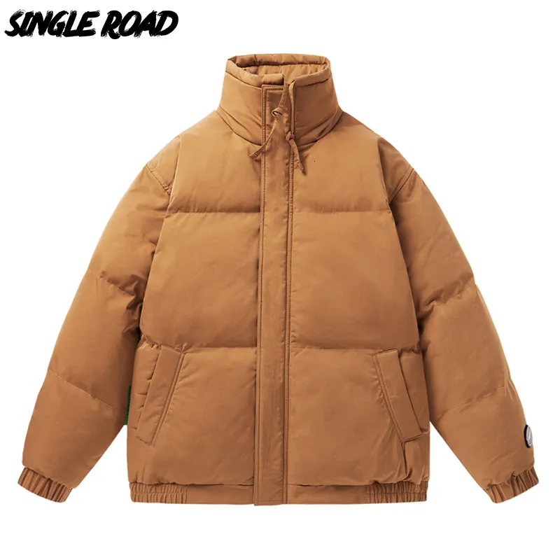 Mens Down Parkas Single Road Winter Jacket Fashion Korean High Collar Warm Cotton Padded Coat Male Zipper Casual s 221207