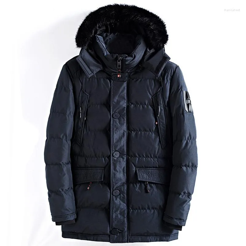 Hommes vers le bas praticité beaux hommes hiver vestes et manteaux homme Slim Fit épaissir fourrure à capuche vêtements d'extérieur chaud Parkas NXP26