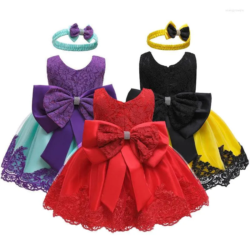 Girl Dresses Baby Dress Lace Big Bow Tutu Girls First Years Birthday Flower Party Toddler Princess Born Infant Vestidos