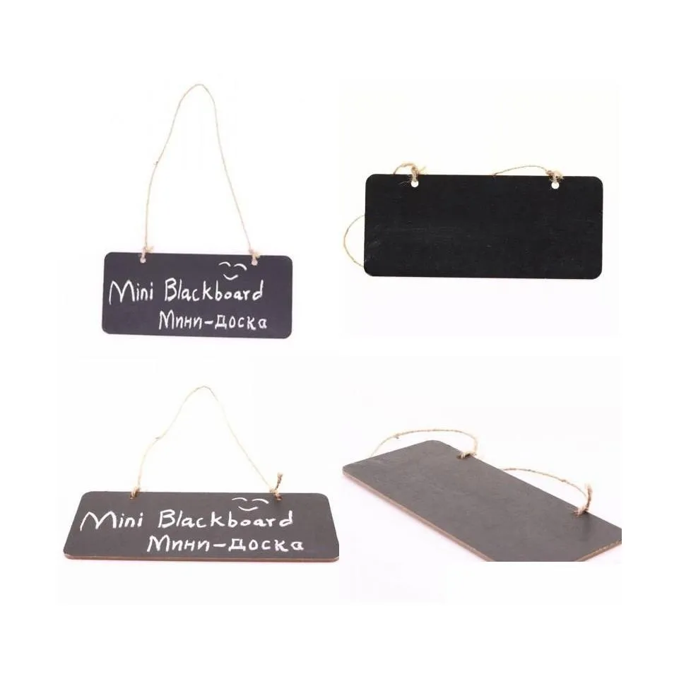 Blackboards Hanging Wooden Mini Blackboard Double Sided Erasable Chalkboard Wordpad Mes Sign Black Board Cafe Office School Supplies Dh4Kh