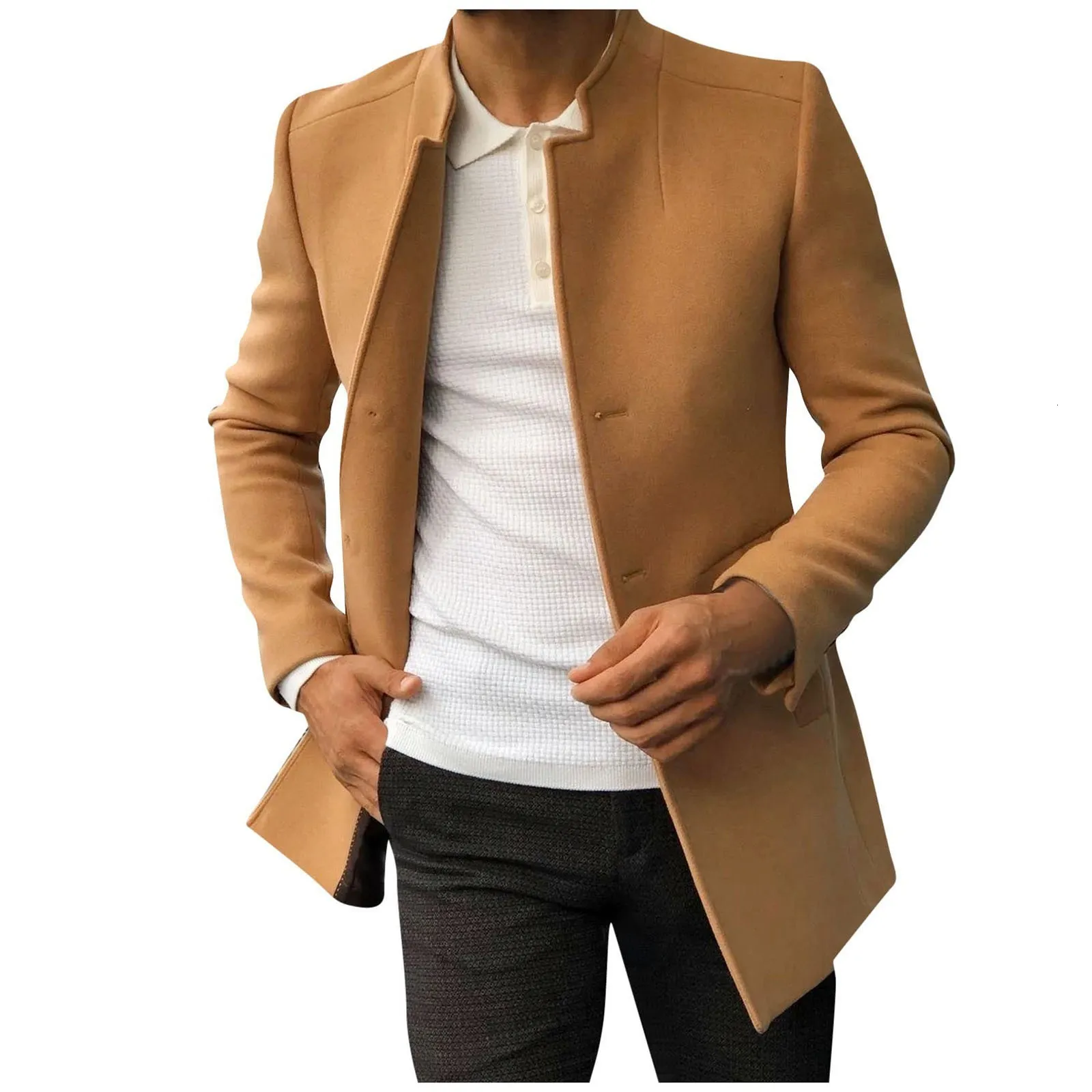 Mélanges de laine pour hommes Manteau pour hommes Casual Hommes Manteau Automne Hiver Couleur unie Hommes Manteaux d'hiver Formel Mens Trench Coat Plus Taille Extérieure T2G 221206