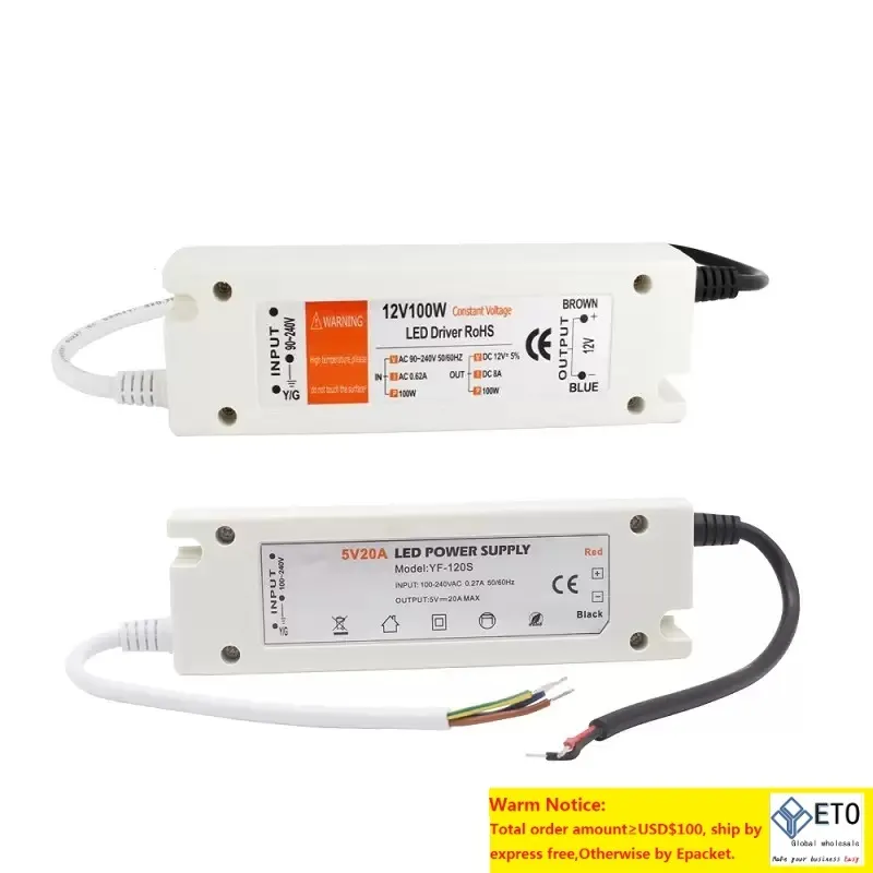 Power Supply AC to DC12v 5 volt LED Strip power supply LED Driver 100W