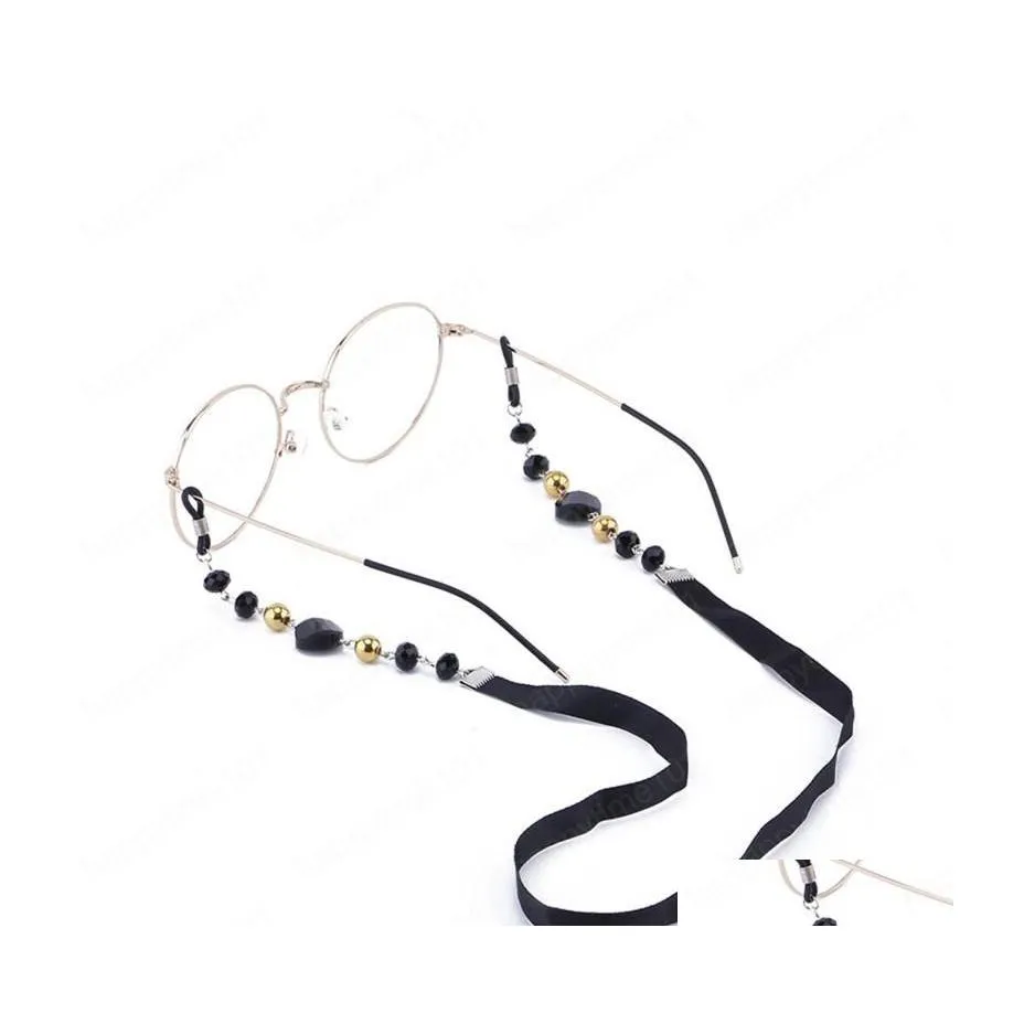 Eyeglasses Chains Fashion Women Sunglass Chain Black Acrylic Beads Eyeglass Chains Antislip Eyewear Cord Holder Neck Strap Glasses R Dhzo9