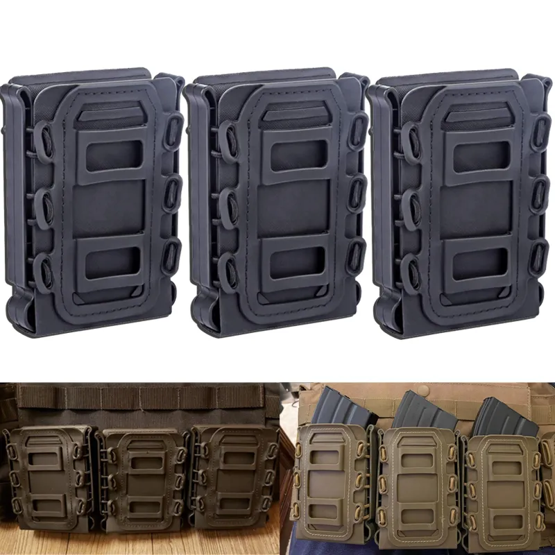 Utomhuspåsar 3st Tactical Fast Mag TPR Flexible Molle Magazine Pouch Carrier för AR15 M4 556762 Mag Pouch Rifle Pistol Magazine Holder 221207