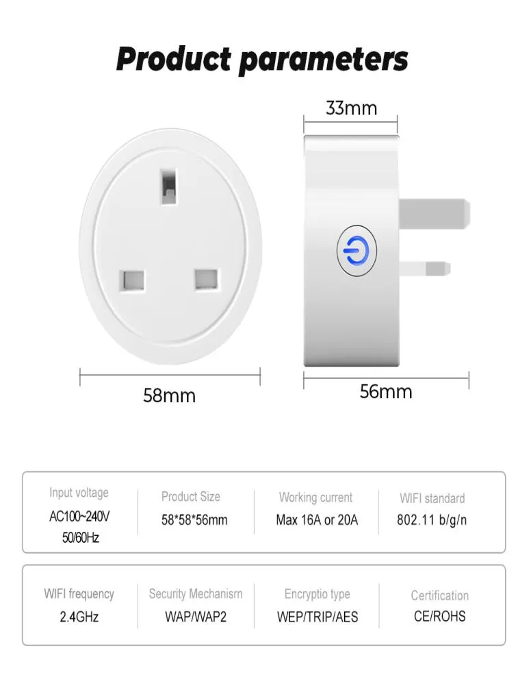 Power Energy Monitor 16A EU UK 10A US WiFi Smart Plug Socket Adapter SmartLife App Voice Control werkt met Alexa Google Home4399527
