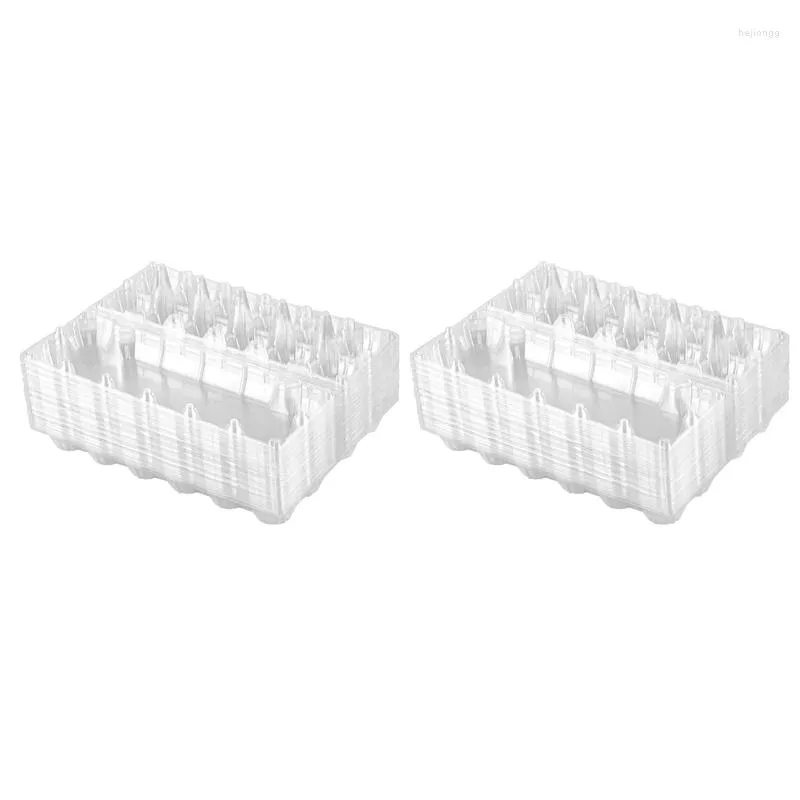 Bouteilles de stockage 48 pièces Cartons d'oeufs en plastique en vrac support de plateau de poulet clair pour le marché d'affaires de ferme de pâturage familial-12 grilles