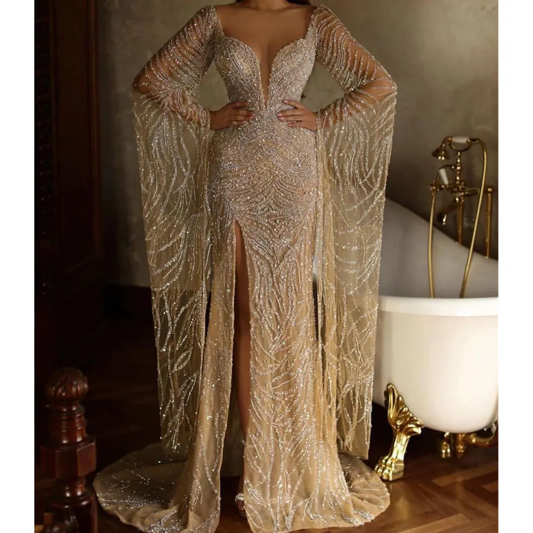 Sparkly New Arrival Evening Dresses V Neck Long... From Kuaileju, $199 |  DHgate.Com
