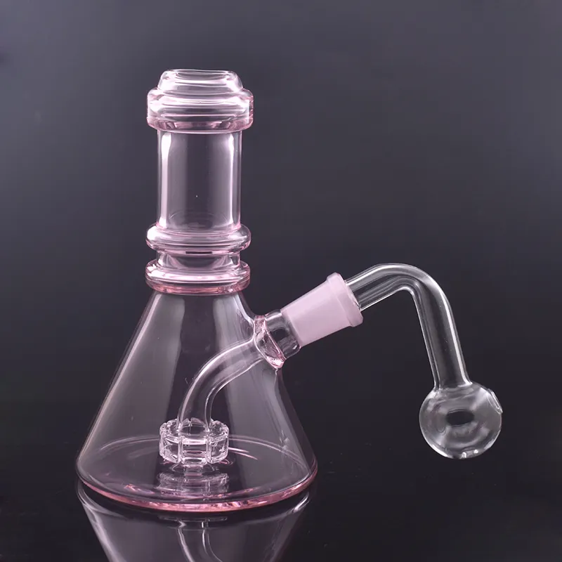 Bong de vidro pesado Queimador de óleo Espessura do tubo Bongs de 6,5 polegadas 14 mm Fêmea Dab Rig Reciclador Bong Gaiola Matriz Filtro Dica com pote de óleo macho e tigela de ervas secas