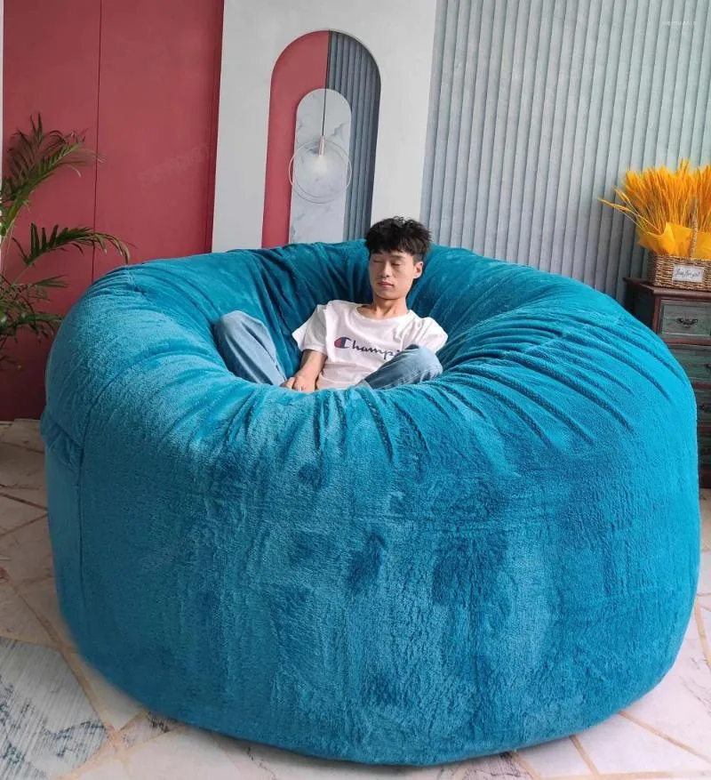 Fodere per sedie Goccia 6FT-7FT Copertura per sacco a sacco in pelliccia gigante Big Round Soft Fluffy Faux BeanBag Peluche Divano letto pigro Mobili per soggiorno