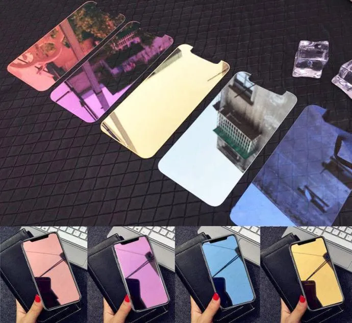 Luxury Colorful Mirror Tempered Glass For iPhone 12 11 Pro XS Max 6 s 7 8 Plus Screen Protector X XR 9H Protective Film9377452