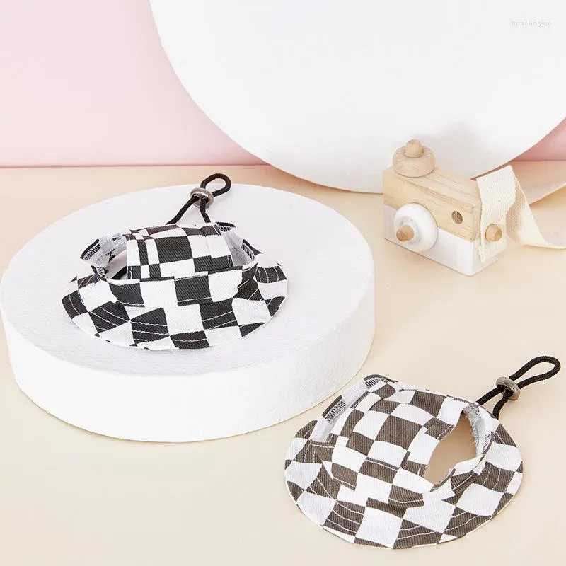 Dog Apparel Pet Checkerboard Sun Hat Cute Cat Sunscreen Sunshade Dew Ears Head Jewelry Wearing Kitten Selling Dress Up